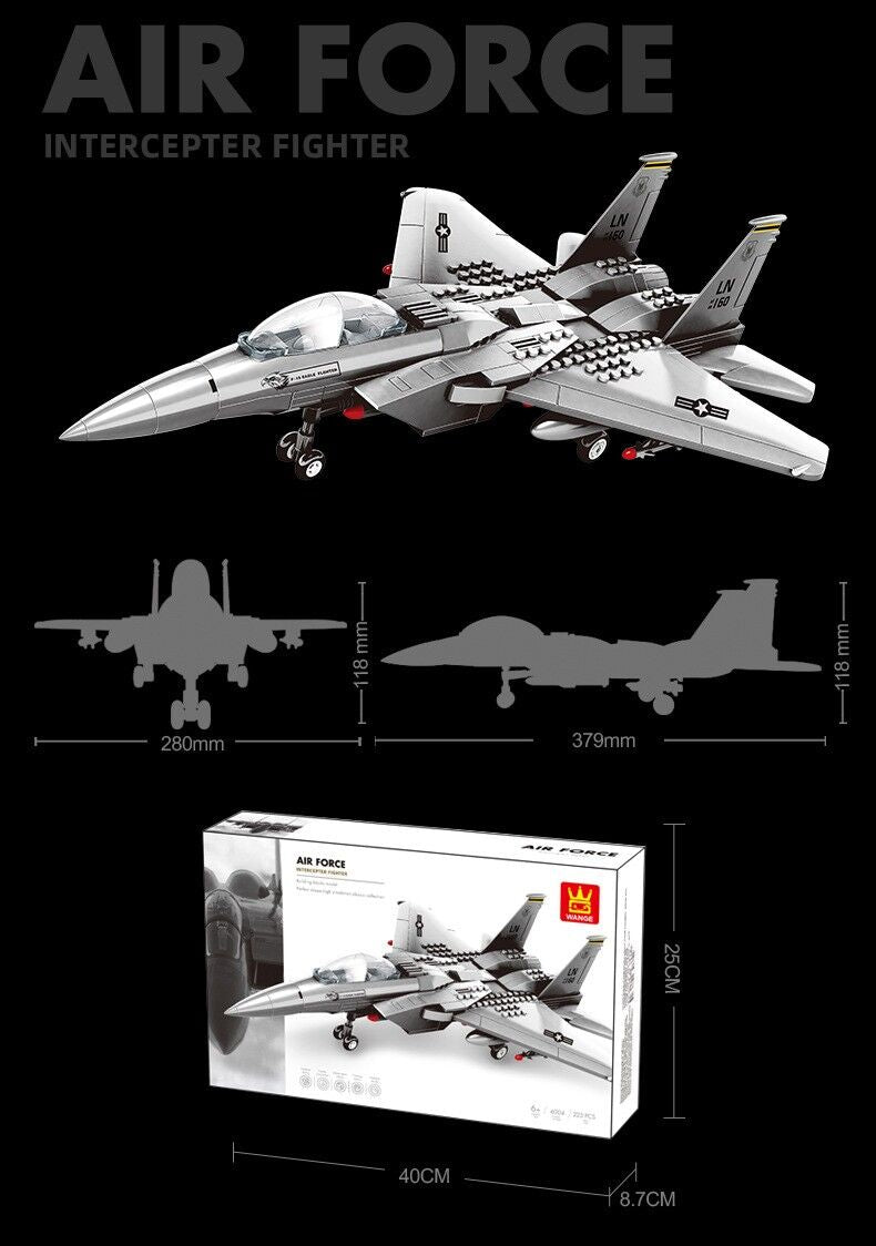 Christmas gift F-15 Eagle Fighter Jet Building Blocks Set, 223 Pieces Military Aircraft Model Kit for Kids & Enthusiasts（F15 fighter） - Image 3