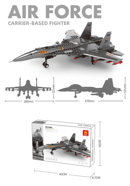 Christmas gift J-15 Carrier-Based Fighter Jet Building Blocks Set, 272 Pieces Military Aircraft Model Kit for Kids Aged 6+ & Enthusiasts（J15 carrier aircraft） - Image 3