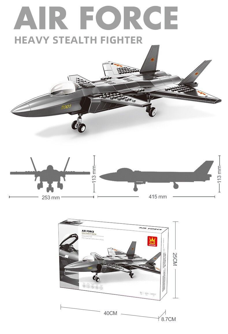 Christmas gift J-20 Stealth Fighter Jet Building Blocks Set, 229 Pieces Military Aircraft Model Kit for Kids Aged 6+ & Enthusiasts（J20 fighter） - Image 3