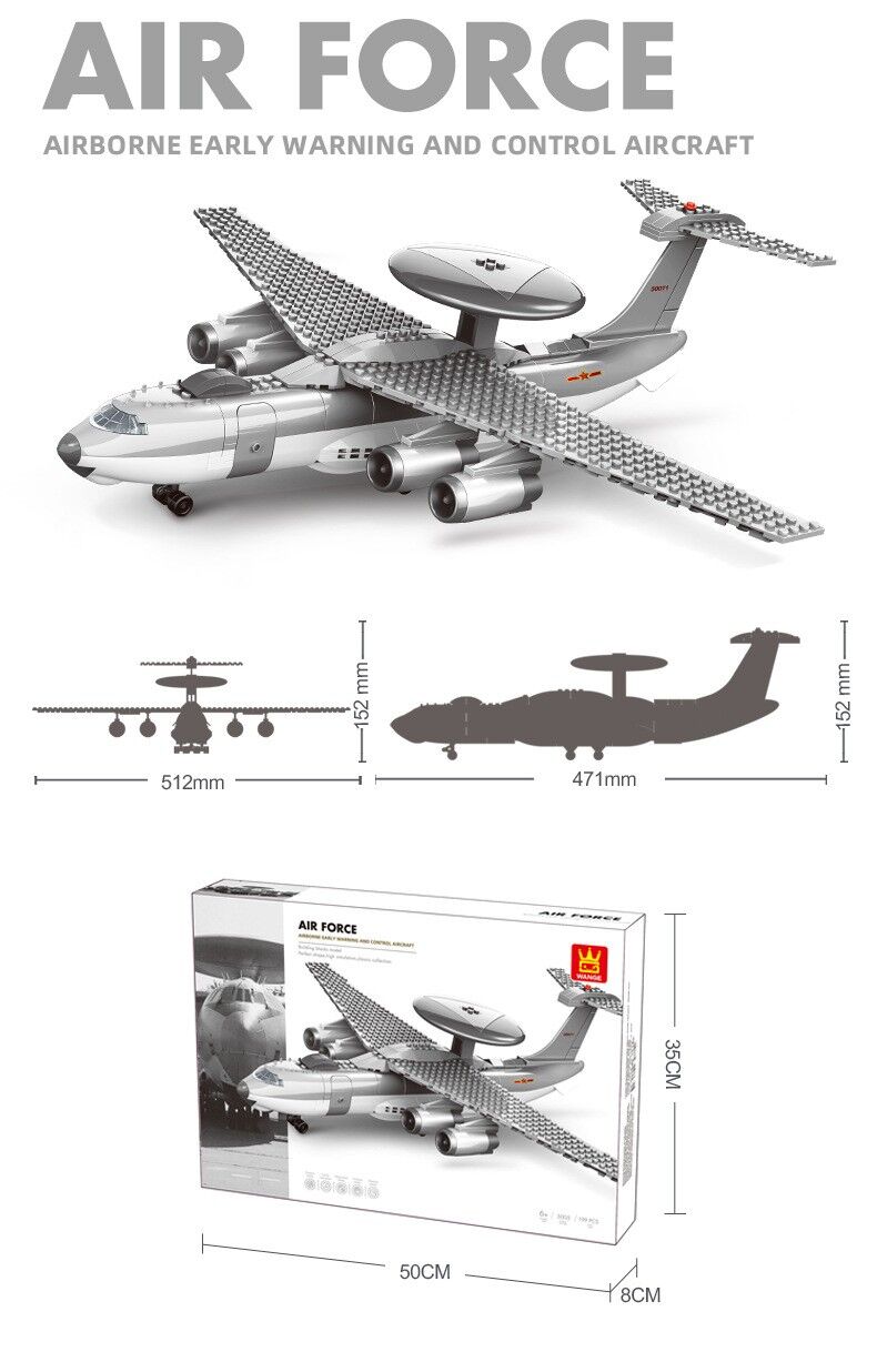 Christmas gift KJ2000 Airborne Early Warning Aircraft Building Blocks Set, 199 Pieces Military Model Kit for Kids Aged 6+ & Enthusiasts（KJ2000 early warning aircraft） - Image 3