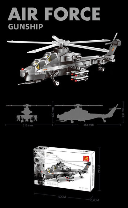 Christmas gift WZ-10 Attack Helicopter Building Blocks Set, 264 Pieces Military Model Kit for Kids Aged 6+ & Enthusiasts（WZ10 helicopter gunship） - Image 3