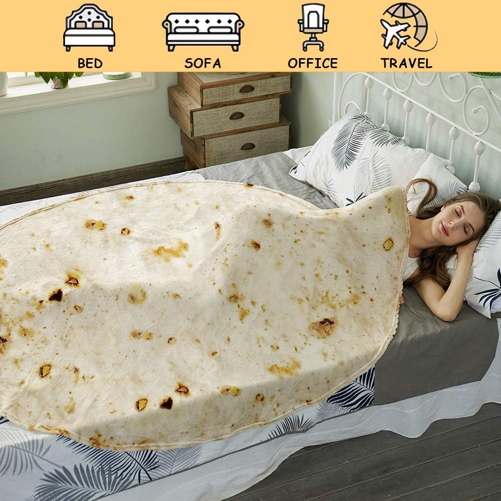 Burritos Tortilla Throw Blanket（Beige）, Novelty Funny Round Blanket for Adults & Kids, Soft Flannel Tortilla Wrap Blanket（36",Baby） - Image 6