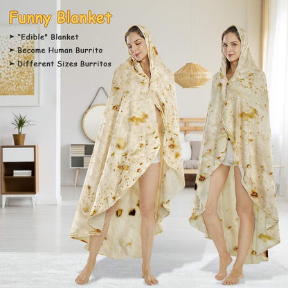 Burritos Tortilla Throw Blanket(Beige), Novelty Funny Round Blanket for Adults & Kids, Soft Flannel Tortilla Wrap Blanket（47",Baby） - Image 4