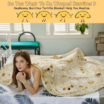 Burritos Tortilla Throw Blanket(Beige), Novelty Funny Round Blanket for Adults & Kids, Soft Flannel Tortilla Wrap Blanket（47",Baby） - Image 5