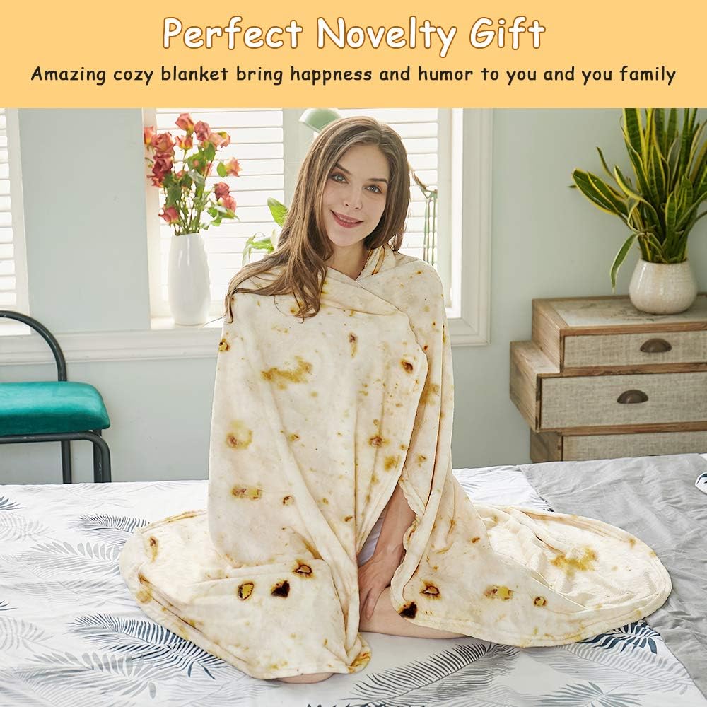 Burritos Tortilla Throw Blanket(Beige), Novelty Funny Round Blanket for Adults & Kids, Soft Flannel Tortilla Wrap Blanket（47",Baby） - Image 7
