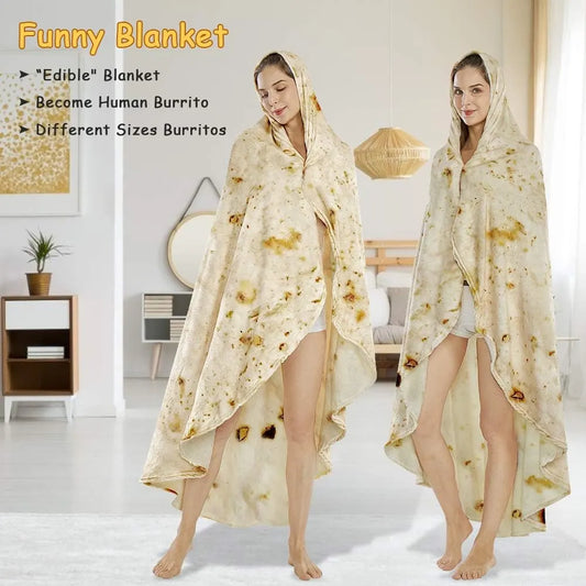 Burritos Tortilla Throw Blanket(Beige), Novelty Funny Round Blanket for Adults & Kids, Soft Flannel Tortilla Wrap Blanket（60",Teenagers） - Image 4