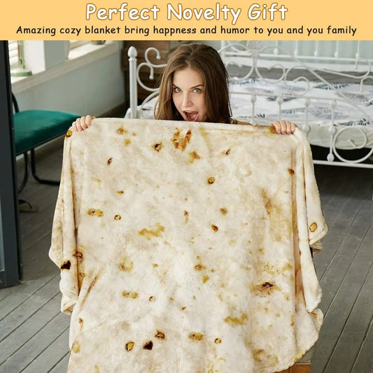 Burritos Tortilla Throw Blanket(Beige), Novelty Funny Round Blanket for Adults & Kids, Soft Flannel Tortilla Wrap Blanket（71",Adults） - Image 2
