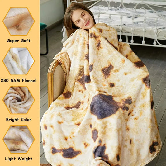 Burritos Tortilla Throw Blanket (Brown), Novelty Funny Round Blanket for Kids & Adults, Soft Flannel Tortilla Wrap Blanket（47",Baby） - Image 2