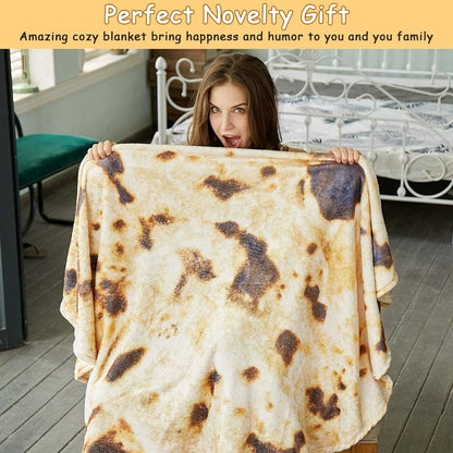 Burritos Tortilla Throw Blanket (Brown), Novelty Funny Round Blanket for Kids & Adults, Soft Flannel Tortilla Wrap Blanket（47",Baby） - Image 3