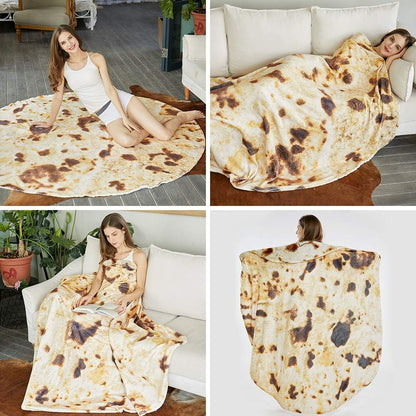 Burritos Tortilla Throw Blanket (Brown), Novelty Funny Round Blanket for Kids & Adults, Soft Flannel Tortilla Wrap Blanket（47",Baby） - Image 7
