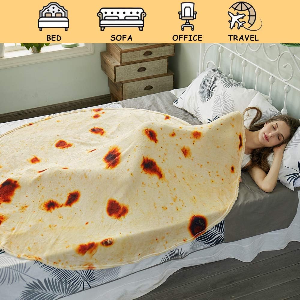 Burritos Tortilla Throw Blanket (Yellow), Novelty Funny Round Blanket for Kids & Adults, Soft Flannel Tortilla Wrap Blanket（36",Baby） - Image 5