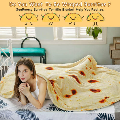 Burritos Tortilla Throw Blanket (Yellow), Novelty Funny Round Blanket for Kids & Adults, Soft Flannel Tortilla Wrap Blanket（36",Baby） - Image 6