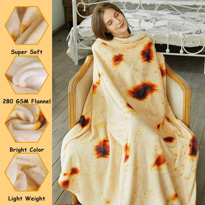 Burritos Tortilla Throw Blanket (Yellow), Novelty Funny Round Blanket for Kids & Adults, Soft Flannel Tortilla Wrap Blanket（47",Baby） - Image 3