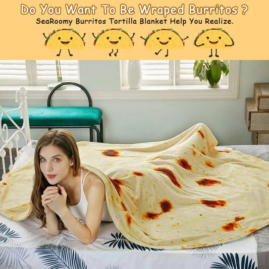 Burritos Tortilla Throw Blanket (Yellow), Novelty Funny Round Blanket for Kids & Adults, Soft Flannel Tortilla Wrap Blanket（47",Baby） - Image 6