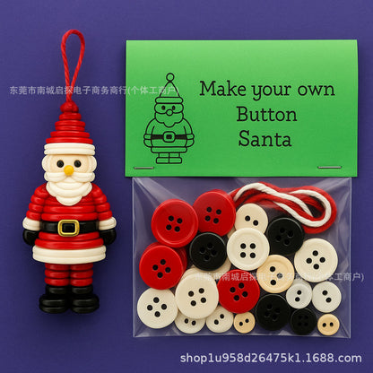 Christmas gift Christmas Button Ornament - Festive Santa Design Craft Kit （green Christmas tree） - Image 2