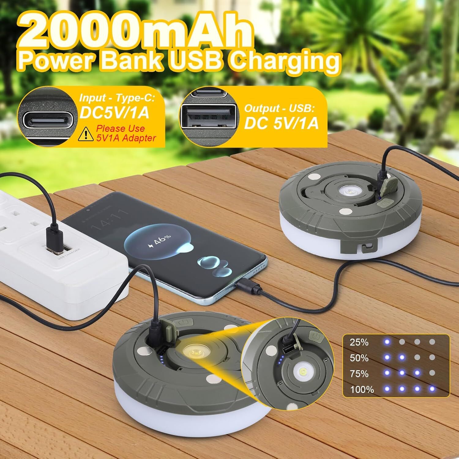 Solar Camping String Lights: 5-Mode IPX4 Waterproof USB/Solar Powered 2-in-1 for Outdoor Tents, Hiking & Party Decor - Image 6