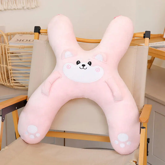 Christmas gift for kids-Kids Travel Pillow, Ergonomic Plush Support for Car Rides, Comfortable Sleep Companion for Children（pink dog）