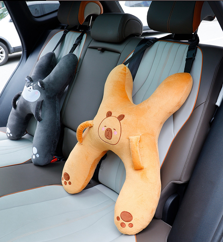 Christmas gift for kids-Kids Travel Pillow, Ergonomic Plush Support for Car Rides, Comfortable Sleep Companion for Children（pink pig） - Image 3