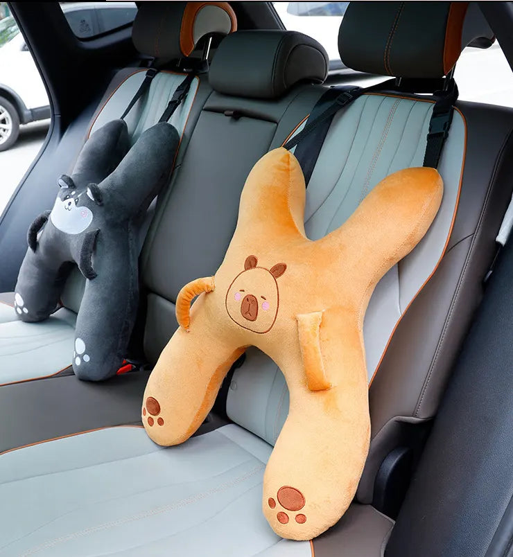 Christmas gift for kids-Kids Travel Pillow, Ergonomic Plush Support for Car Rides, Comfortable Sleep Companion for Children（pink pig） - Image 3