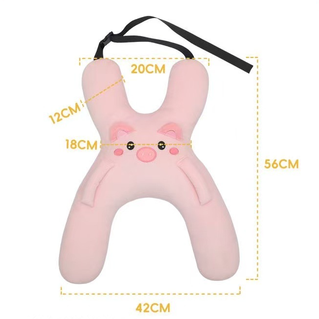 Christmas gift for kids-Kids Travel Pillow, Ergonomic Plush Support for Car Rides, Comfortable Sleep Companion for Children（pink pig） - Image 4