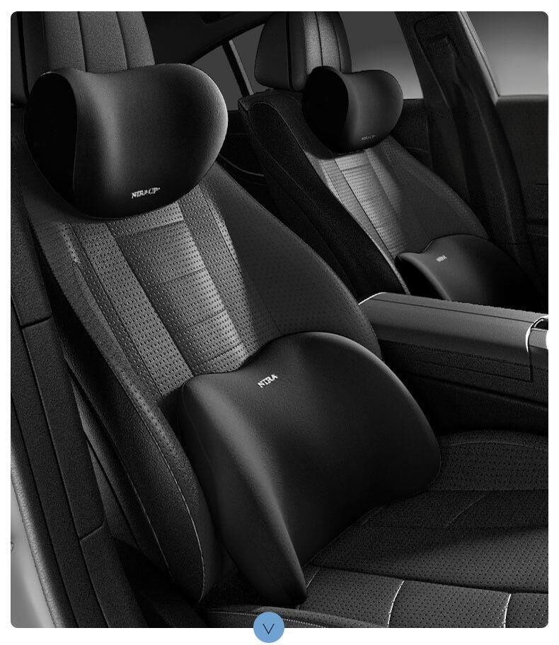 Christmas gift Car Headrest & Lumbar Support Set, Ergonomic Plush Cushion for Driver & Passenger, Comfort & Spine Protection for Long Drives（black） - Image 2