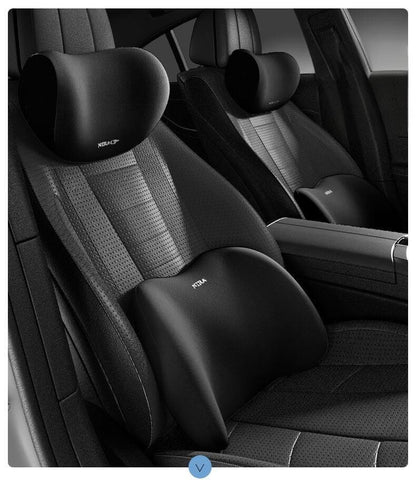 Christmas gift Car Headrest & Lumbar Support Set, Ergonomic Plush Cushion for Driver & Passenger, Comfort & Spine Protection for Long Drives（black） - Image 2