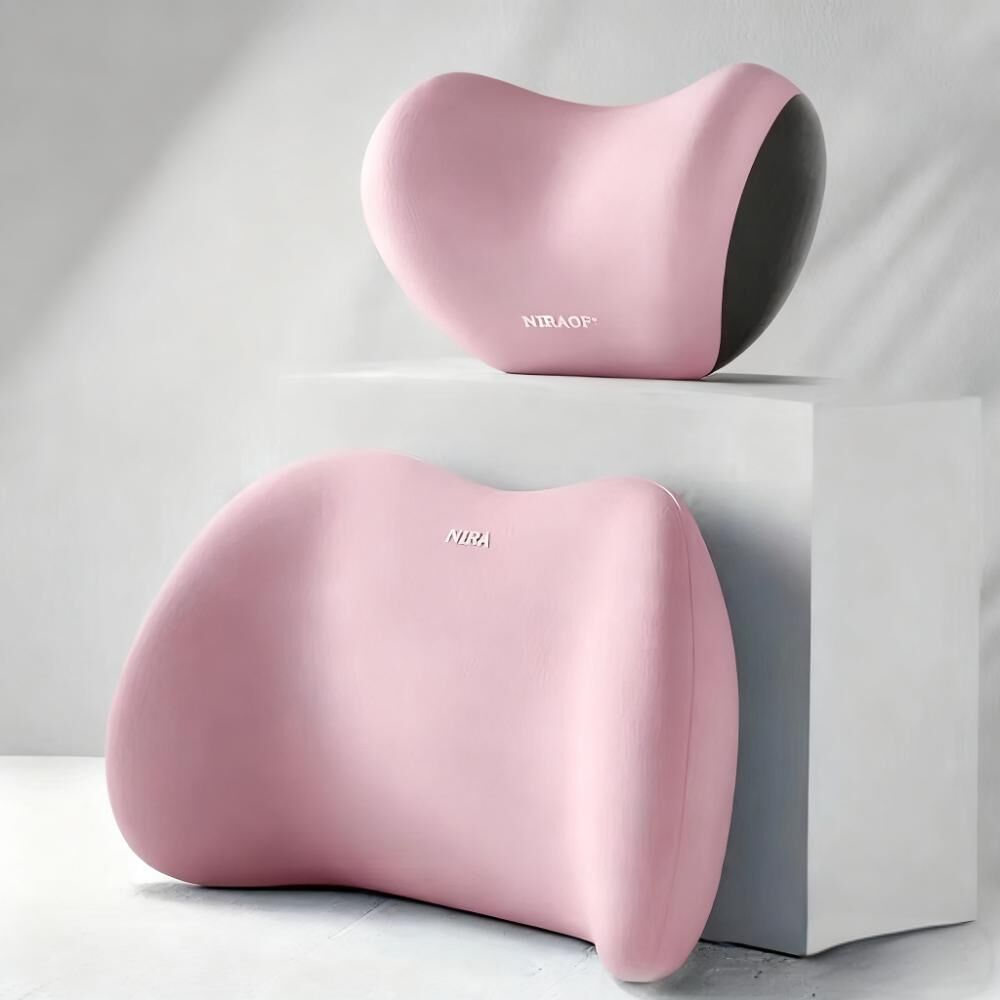 Christmas gift Car Headrest & Lumbar Support Set, Ergonomic Plush Cushion for Driver & Passenger, Comfort & Spine Protection for Long Drives（black） - Image 7