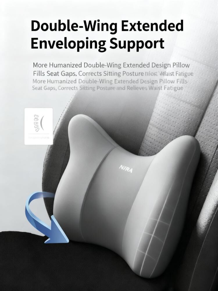 Christmas gift Car Headrest & Lumbar Support Set, Ergonomic Plush Cushion for Driver & Passenger, Comfort & Spine Protection for Long Drives（grey） - Image 5