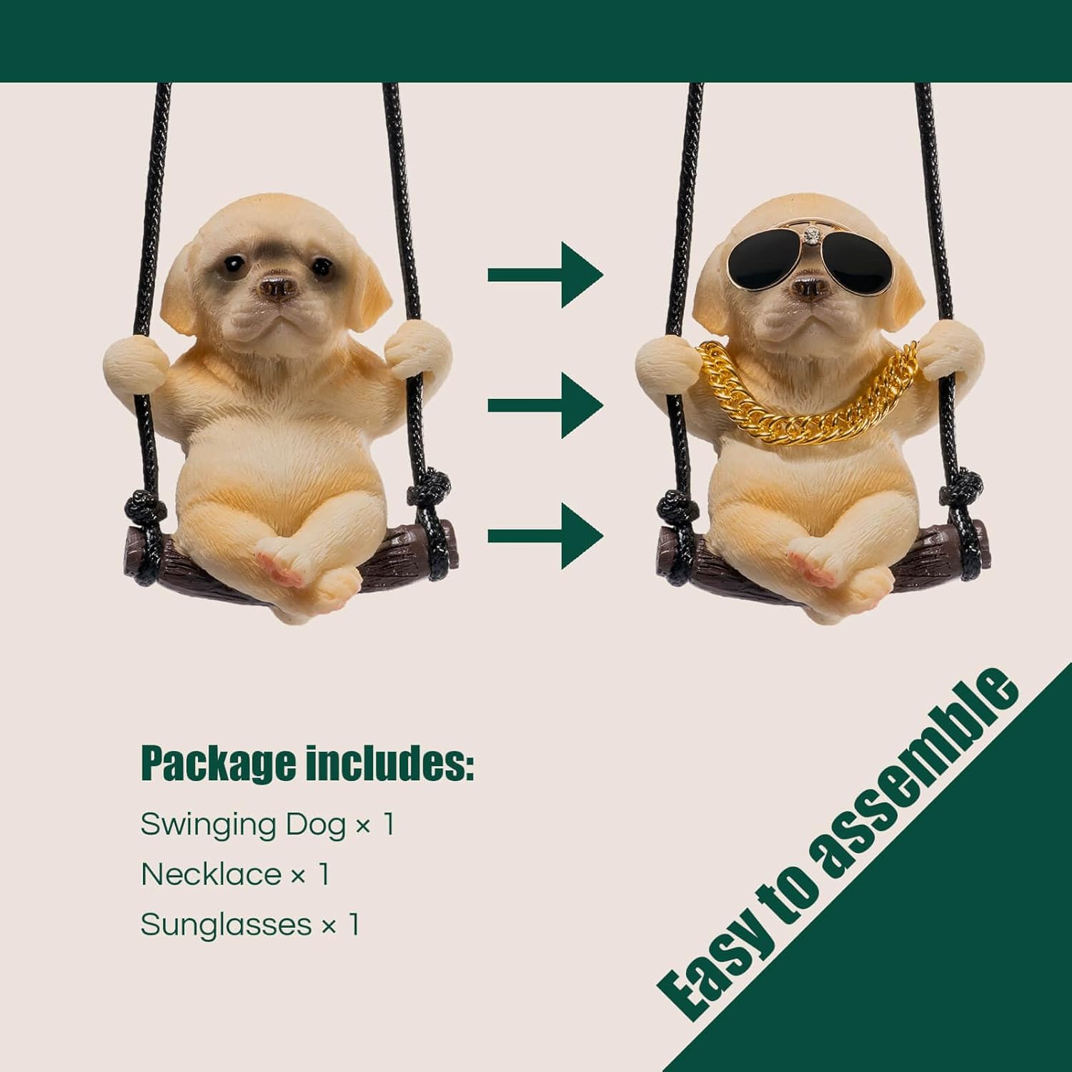 Cute Swinging Labrador Car Mirror Ornament: Yellow Retriever Hanging Accessory for Australian Drivers & Dog Lovers - Image 6