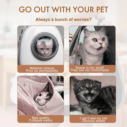 pet products Printed Space Capsule Cat Bag, Large Capacity Crossbody Dog Bag, Universal Pet Bag for All Seasons - Image 6