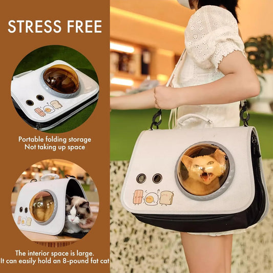 pet products Printed Space Capsule Cat Bag, Large Capacity Crossbody Dog Bag, Universal Pet Bag for All Seasons - Image 2