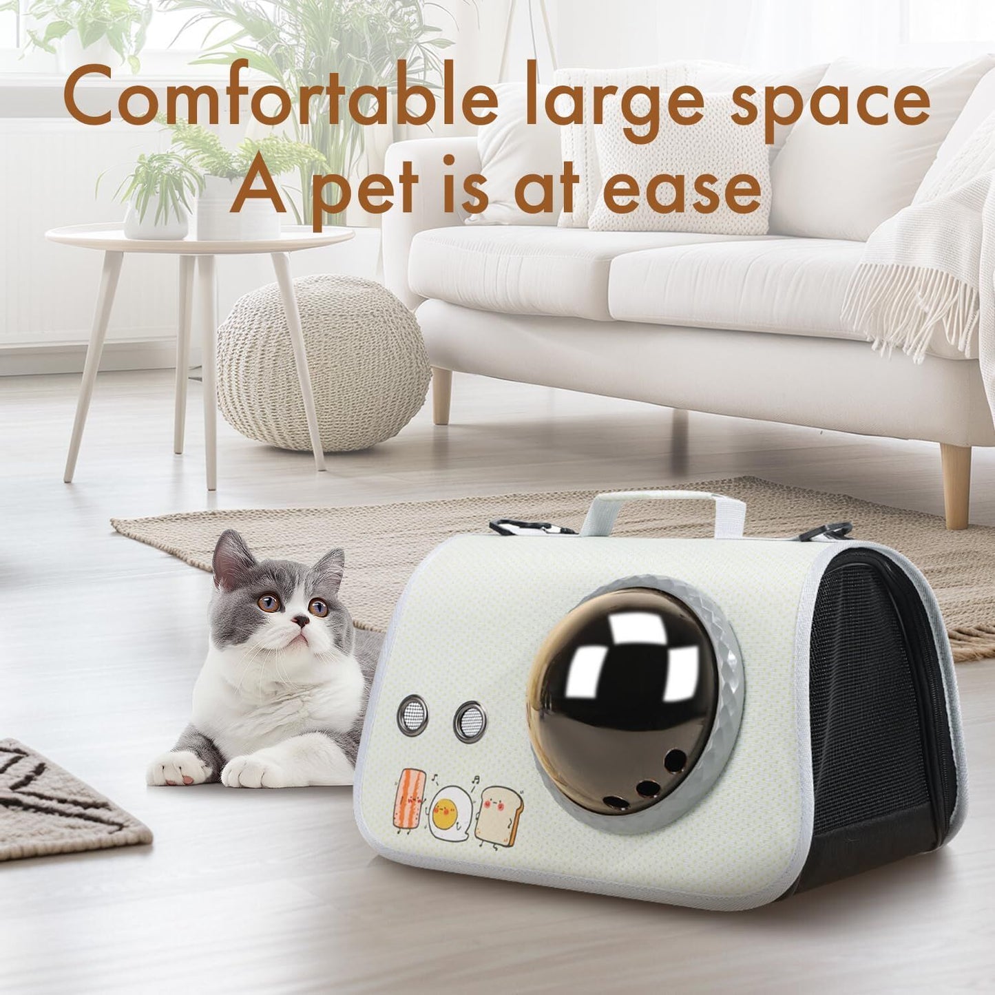 pet products Printed Space Capsule Cat Bag, Large Capacity Crossbody Dog Bag, Universal Pet Bag for All Seasons - Image 4