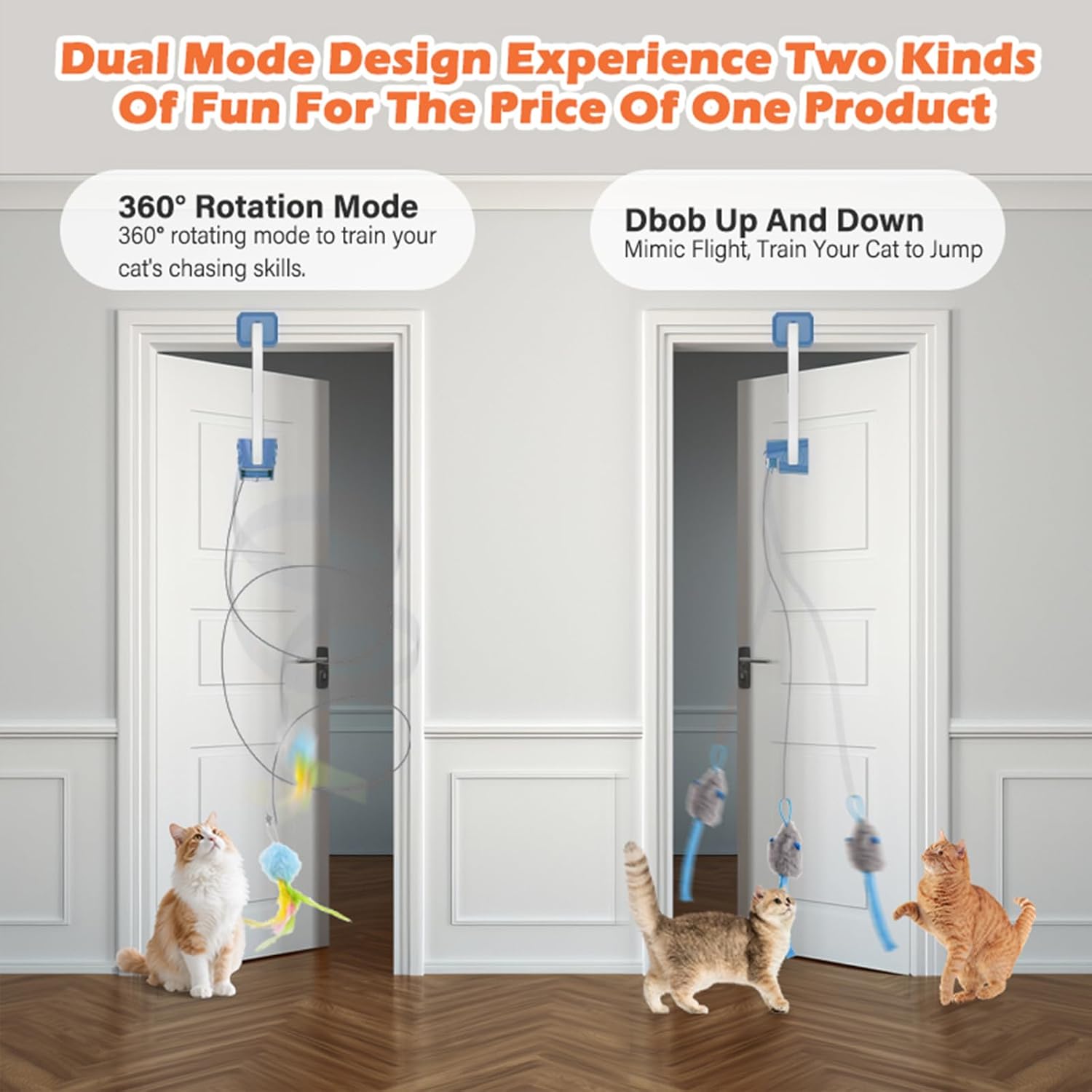 Rechargeable Electric Cat Teaser with Remote: Interactive 2-Mode Door Clip Toy for Australian Cats’ Exercise & Fun (Blue) - Image 4