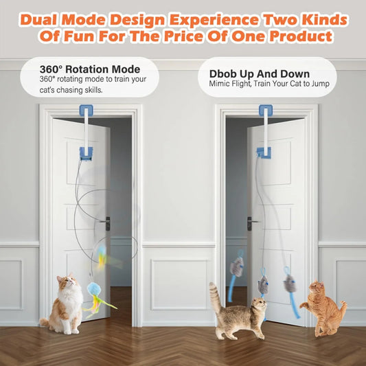 Rechargeable Electric Cat Teaser with Remote: Interactive 2-Mode Door Clip Toy for Australian Cats’ Exercise & Fun (Blue) - Image 4