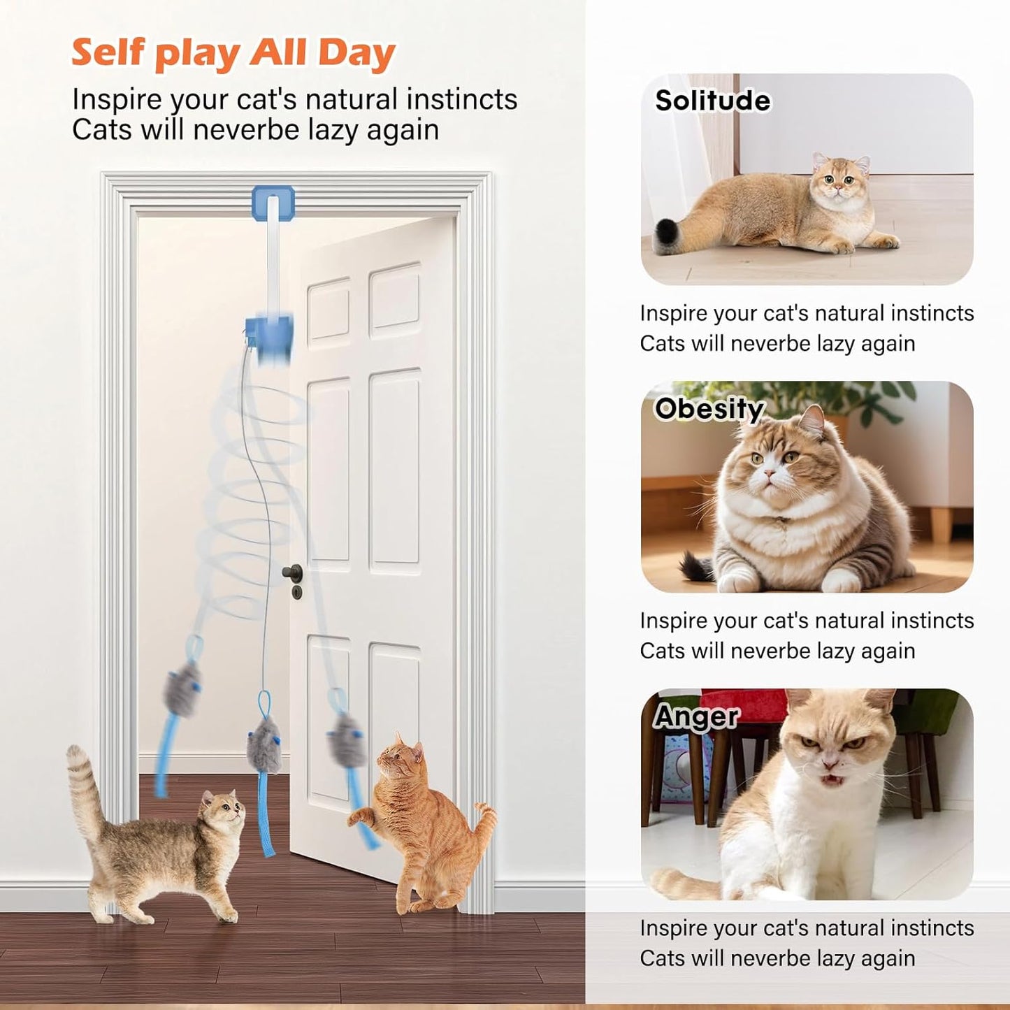 Rechargeable Electric Cat Teaser with Remote: Interactive 2-Mode Door Clip Toy for Australian Cats’ Exercise & Fun (Blue) - Image 7