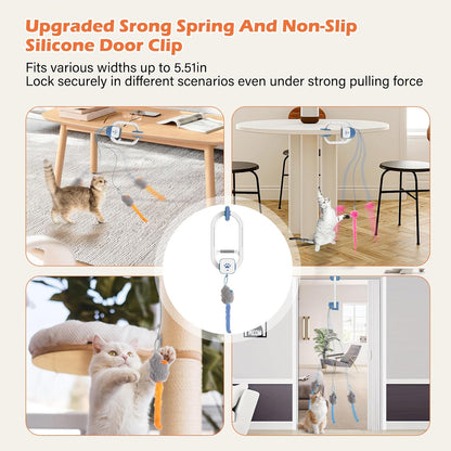 Rechargeable Electric Cat Teaser with Remote: Interactive 2-Mode Door Clip Toy for Australian Cats’ Exercise & Fun (Blue) - Image 8