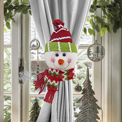 Christmas gift Warm Christmas Atmosphere - Festive Curtain Tie Decorations - Santa & Snowman Designs - Cozy Knitted Fabric（Santa Claus） - Image 2