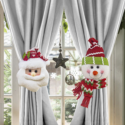 Christmas gift Warm Christmas Atmosphere - Festive Curtain Tie Decorations - Santa & Snowman Designs - Cozy Knitted Fabric（Santa Claus） - Image 5