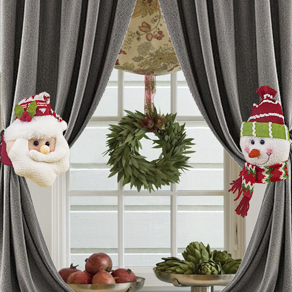 Christmas gift Warm Christmas Atmosphere - Festive Curtain Tie Decorations - Santa & Snowman Designs - Cozy Knitted Fabric（Santa Claus&snowman） - Image 2