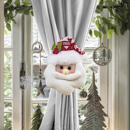 Christmas gift Warm Christmas Atmosphere - Festive Curtain Tie Decorations - Santa & Snowman Designs - Cozy Knitted Fabric（Santa Claus&snowman） - Image 4
