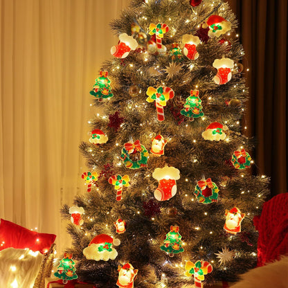 3M 20-LED Christmas Fairy String Lights: Santa/Snowman/Wreath Battery-Powered Warm White Decor for Home/Party - Image 2