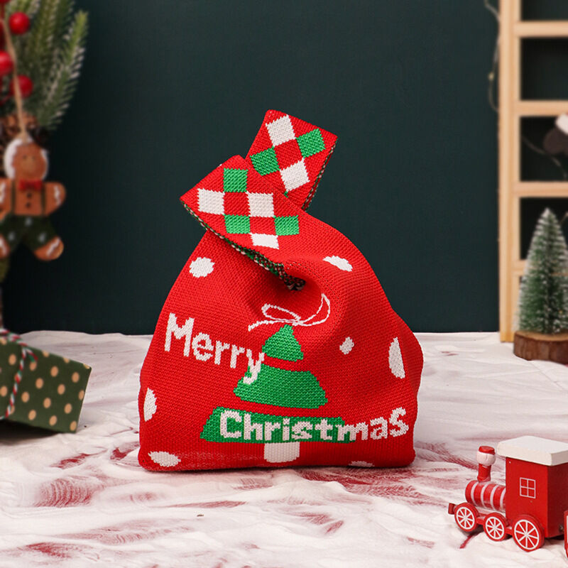 Christmas gift 4-Pack Christmas Knitted Gift Bags - Small & Big Festive Pouches for Apples, Candies, Christmas Eve Gifting & DecorationProduct（S）  - Image 2