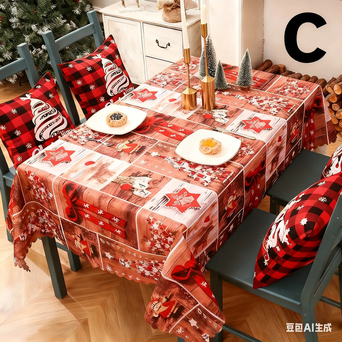 Christmas gift Christmas Tablecloth - Festive 180x150cm Table Cover for Holiday Dining & Home Decor（D） - Image 6