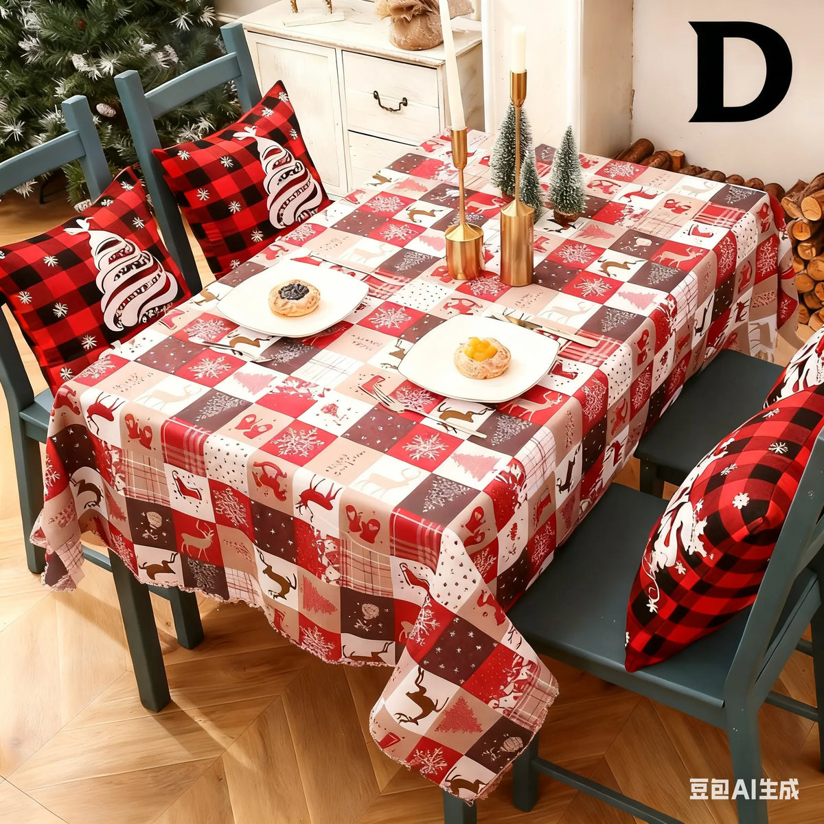 Christmas gift Christmas Tablecloth - Festive 180x150cm Table Cover for Holiday Dining & Home Decor（E） - Image 6