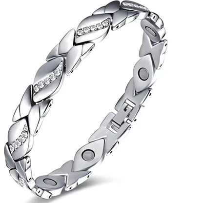 Christmas gift Stylish Ancient Copper Magnetic Therapy Bracelet with Diamond Accents - Enhance Health & Elegance（bronze） - Image 5