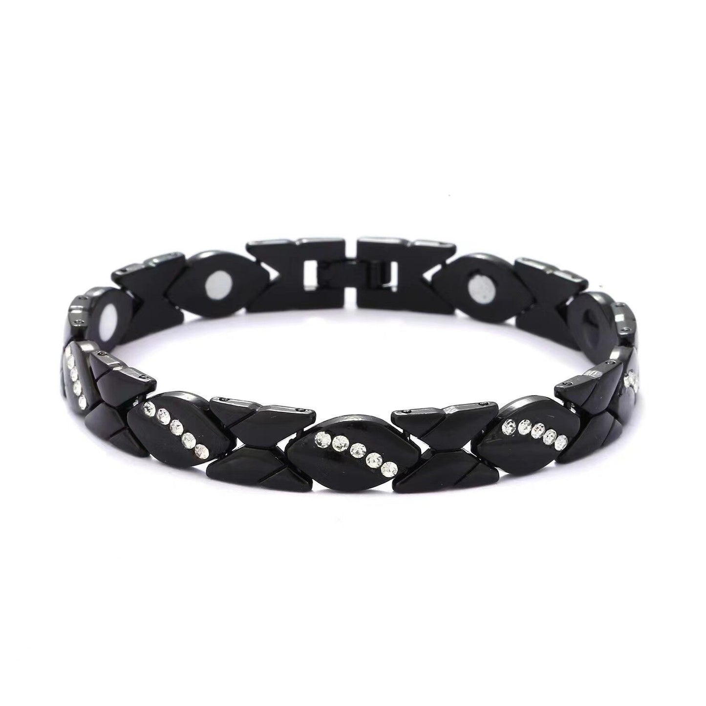 Christmas gift Stylish Ancient Copper Magnetic Therapy Bracelet with Diamond Accents - Enhance Health & Elegance（golden） - Image 4