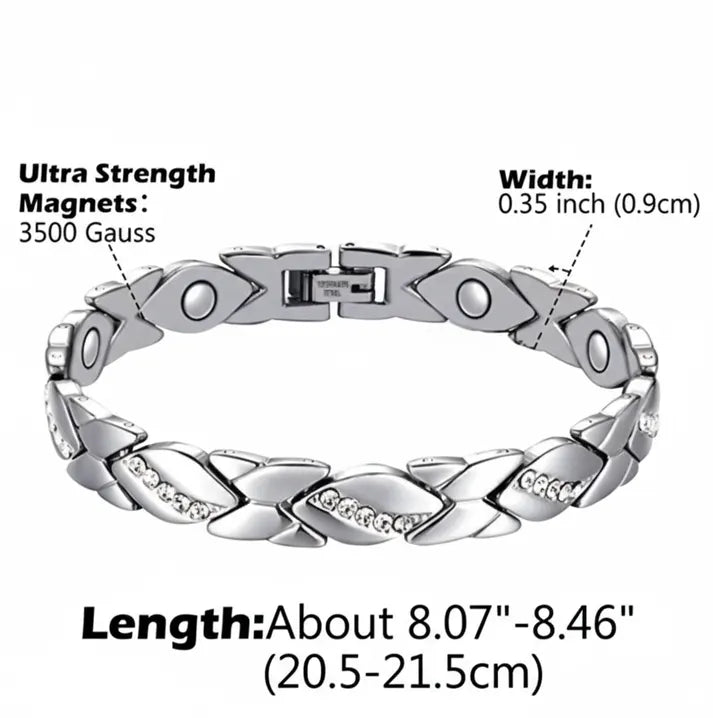 Christmas gift Stylish Ancient Copper Magnetic Therapy Bracelet with Diamond Accents - Enhance Health & Elegance（Rose gold） - Image 3