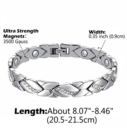 Christmas gift Stylish Ancient Copper Magnetic Therapy Bracelet with Diamond Accents - Enhance Health & Elegance（Rose gold） - Image 3