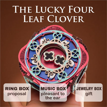 3D Wooden Music Box with LED Light – DIY Mechanical Puzzle Kit, Handcrafted Jewelry Storage, Romantic Gift for Her or Him (Red) - Image 6