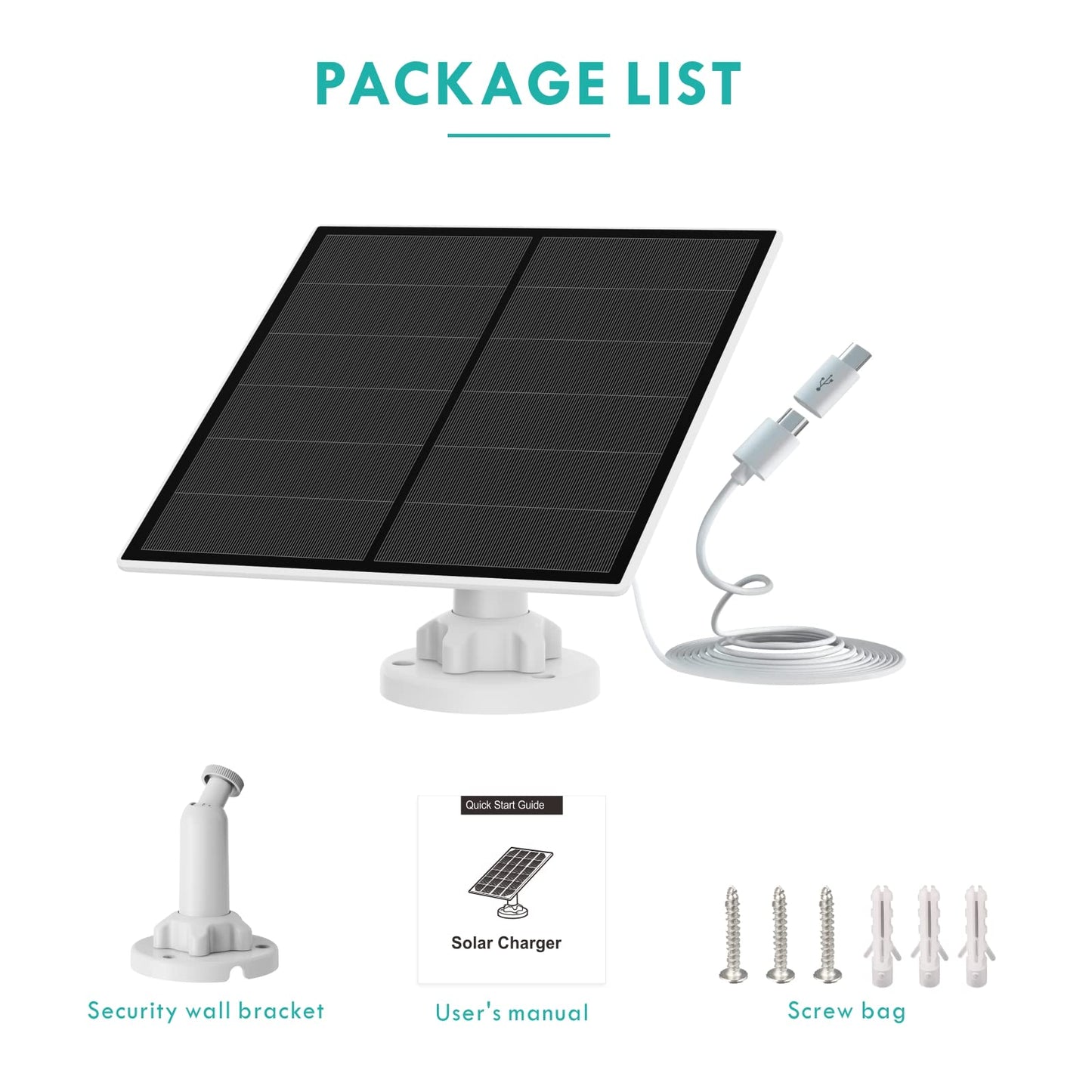 5W Solar Panel for Outdoor Security Camera – 5V USB Charger with 9.8ft Cable, IP65 Waterproof, Adjustable Mount, Compatible with Most Battery Cameras (White) - Image 7